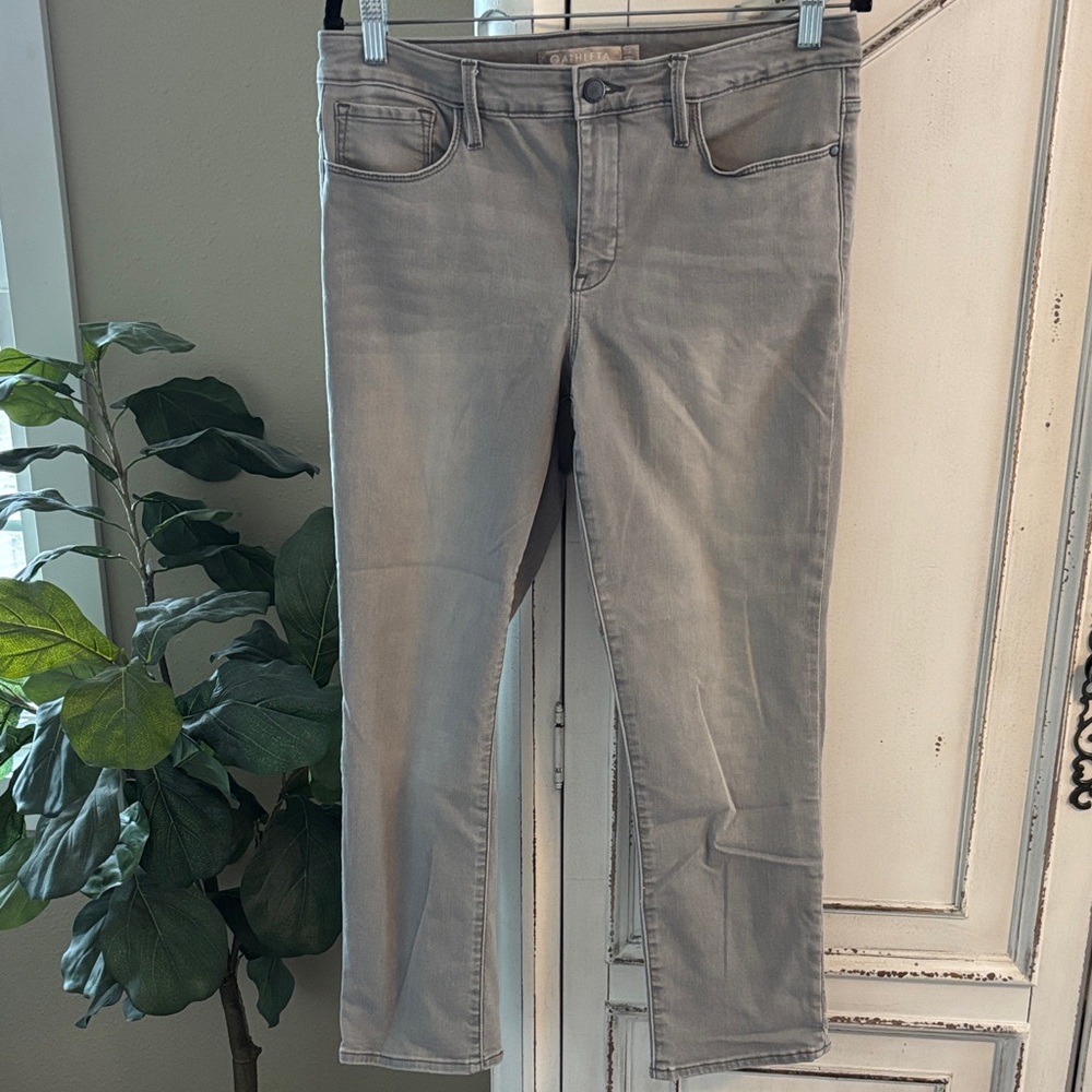 ATHLETA Gray Kenai Wash Sculptek Mid-Rise Waist Skinny Crop Jeans Womens Size 12